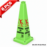 28Inch Green POSSIBLE ICY CONDITIONS Safety Caution Cone - 6PCS