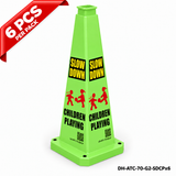 28Inch Green SLOW DOWN CHILDREN PLAYING Safety Caution Cone - 6PCS