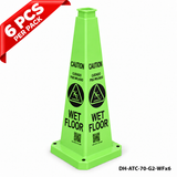28Inch Green WET FLOOR Safety Caution Cone - 6PCS