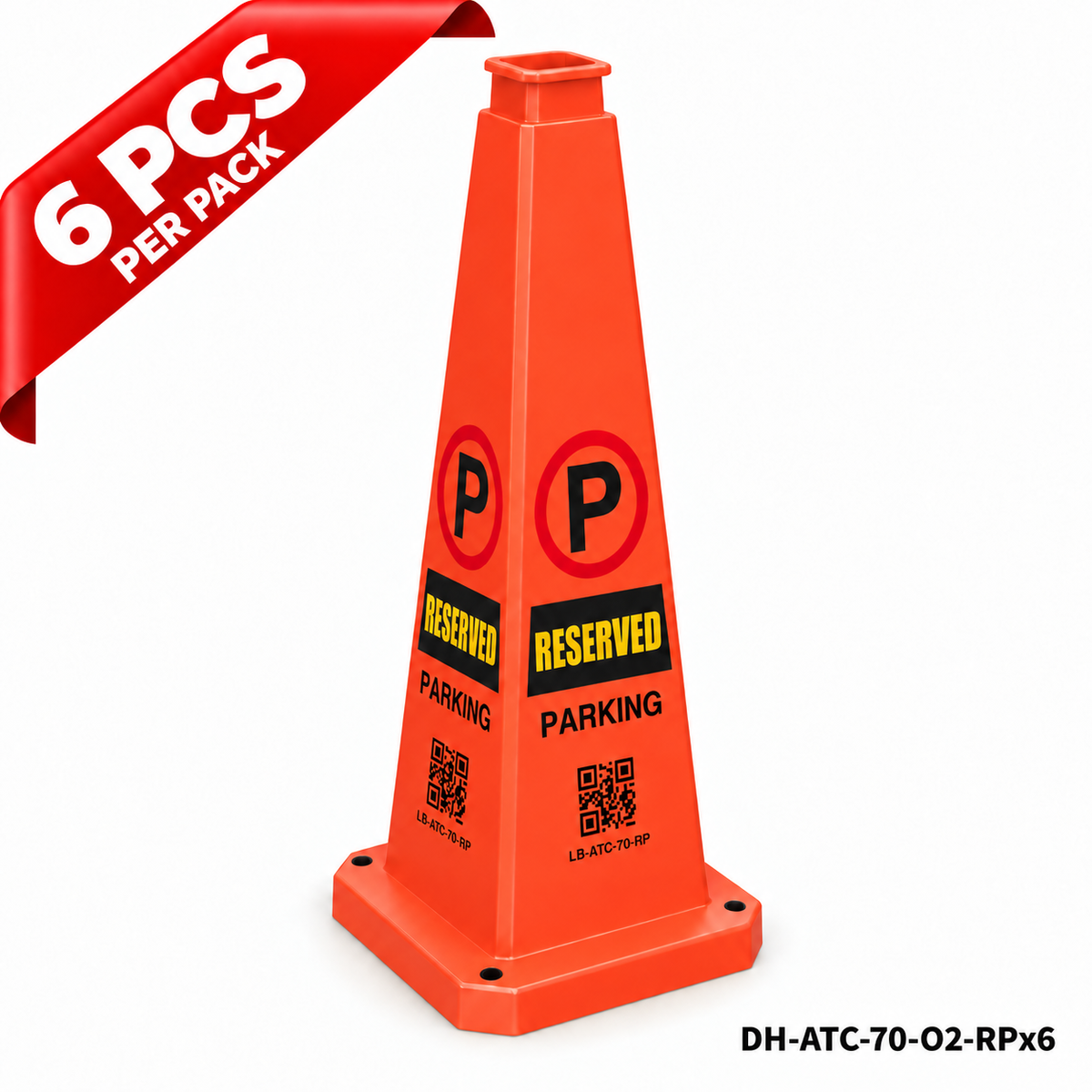28Inch Orange RESERVED PARKING Safety Caution Cone - 6PCS