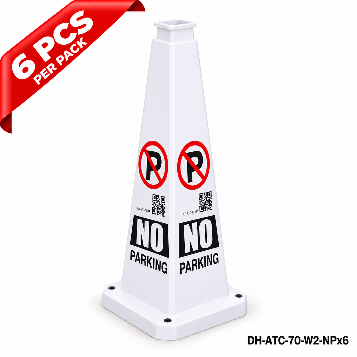 28Inch White NO PARKING Safety Caution Cone - 6PCS