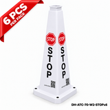 28Inch White STOP Safety Caution Cone - 6PCS