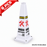 28Inch White UNDER MAINTENANCE Safety Caution Cone - 6PCS