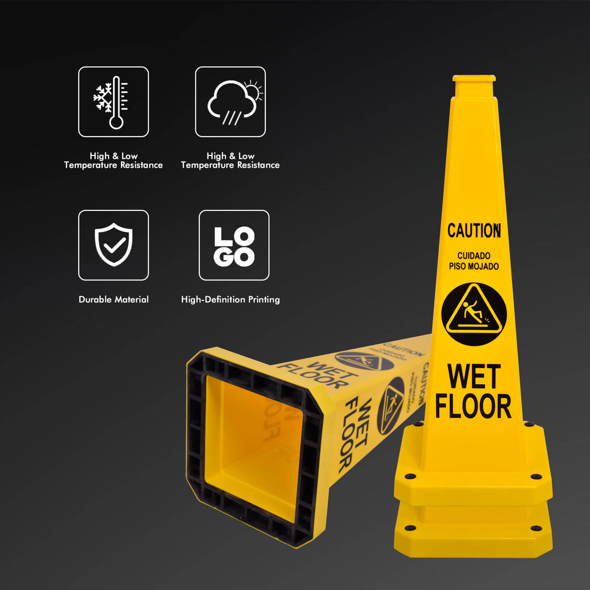 Heavy Duty 4-Sided Message Cone, Weather-Resistant for Outdoor Safety & Event Management