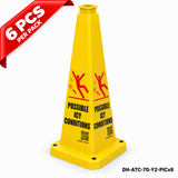 28Inch Yellow POSSIBLE ICY CONDITIONS Safety Caution Cone - 6PCS