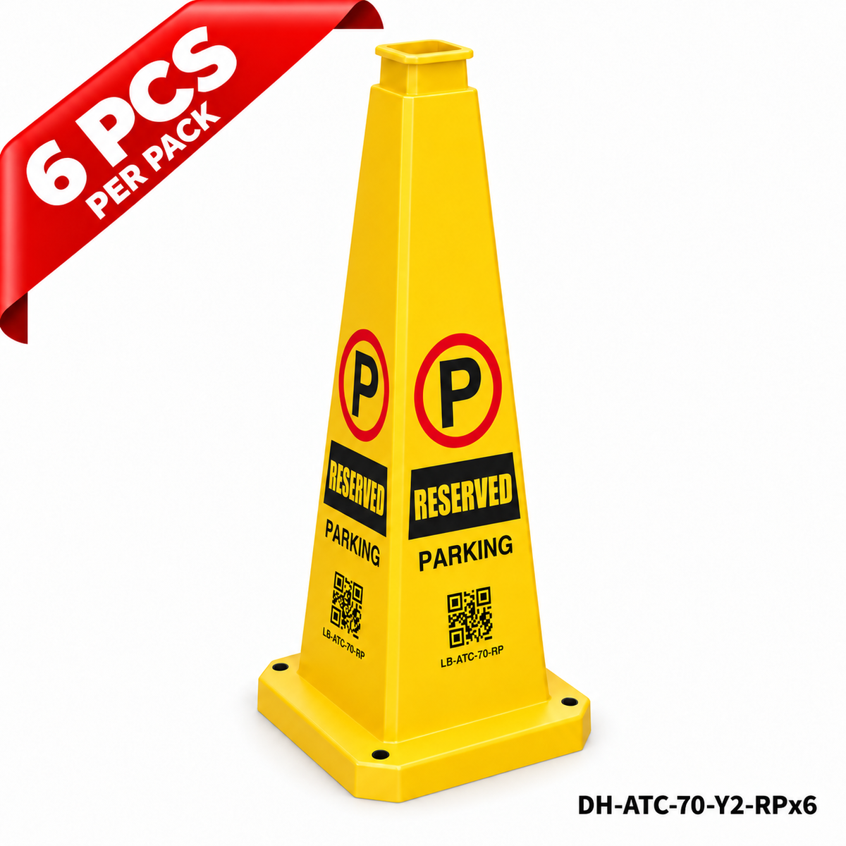 Yellow 28Inch Reserved Parking DIY Sticker Safety Caution Cone - 6PCS