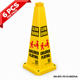 28Inch Yellow SLOW DOWN CHILDREN PLAYING Safety Caution Cone - 6PCS