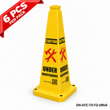 28Inch Yellow UNDER MAINTENANCE Safety Caution Cone - 6PCS