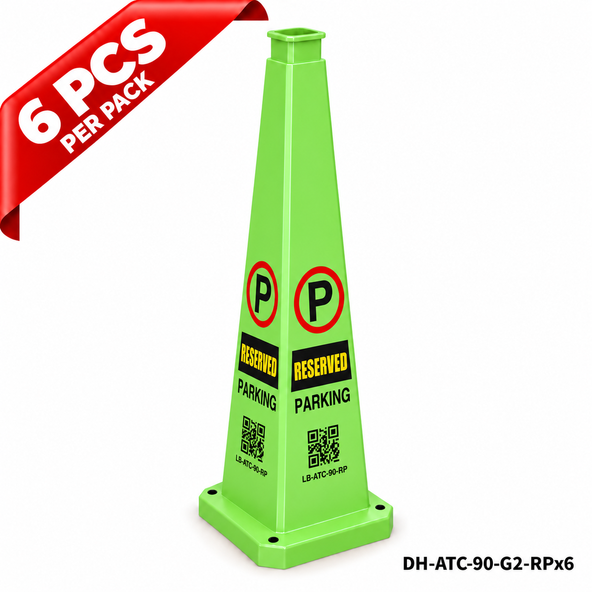 36Inch Green RESERVED PARKING Safety Caution Cone - 6PCS