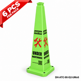 36Inch Green UNDER MAINTENANCE Safety Caution Cone - 6PCS