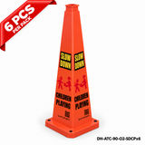 36Inch Orange SLOW DOWN CHILDREN PLAYING Safety Caution Cone - 6PCS