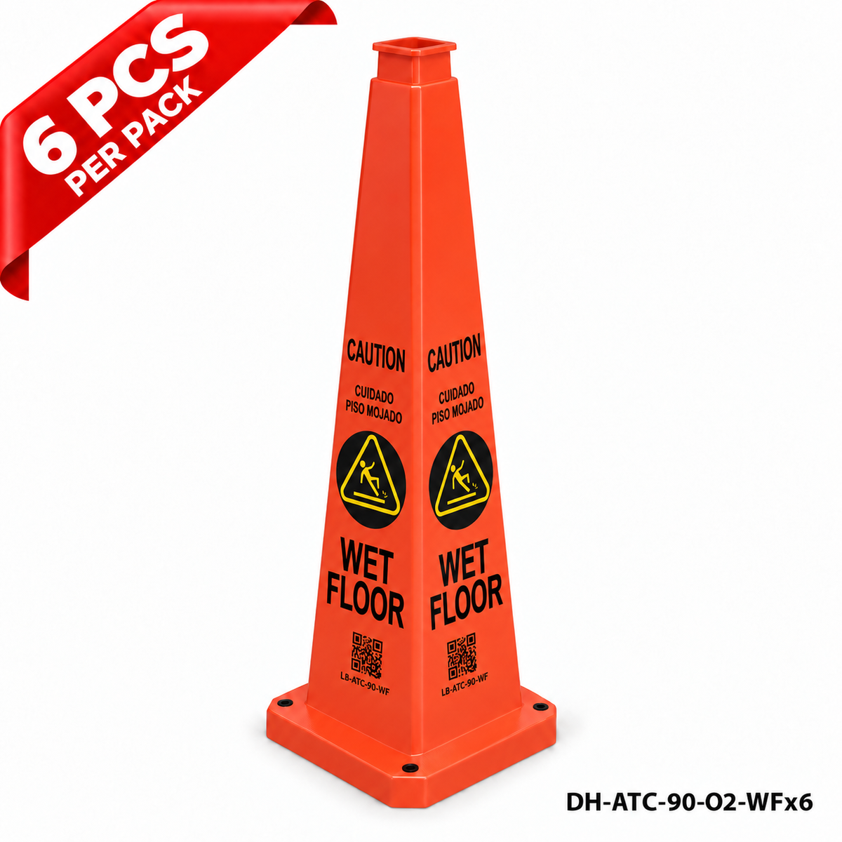 36Inch Orange WET FLOOR Safety Caution Cone - 6PCS