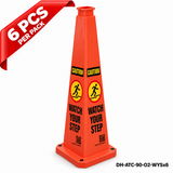 36Inch Orange WATCH YOUR STEP Safety Caution Cone - 6PCS