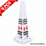 36Inch White SLOW DOWN CHILDREN PLAYING Safety Caution Cone - 6PCS