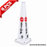 36Inch White STOP Safety Caution Cone - 6PCS