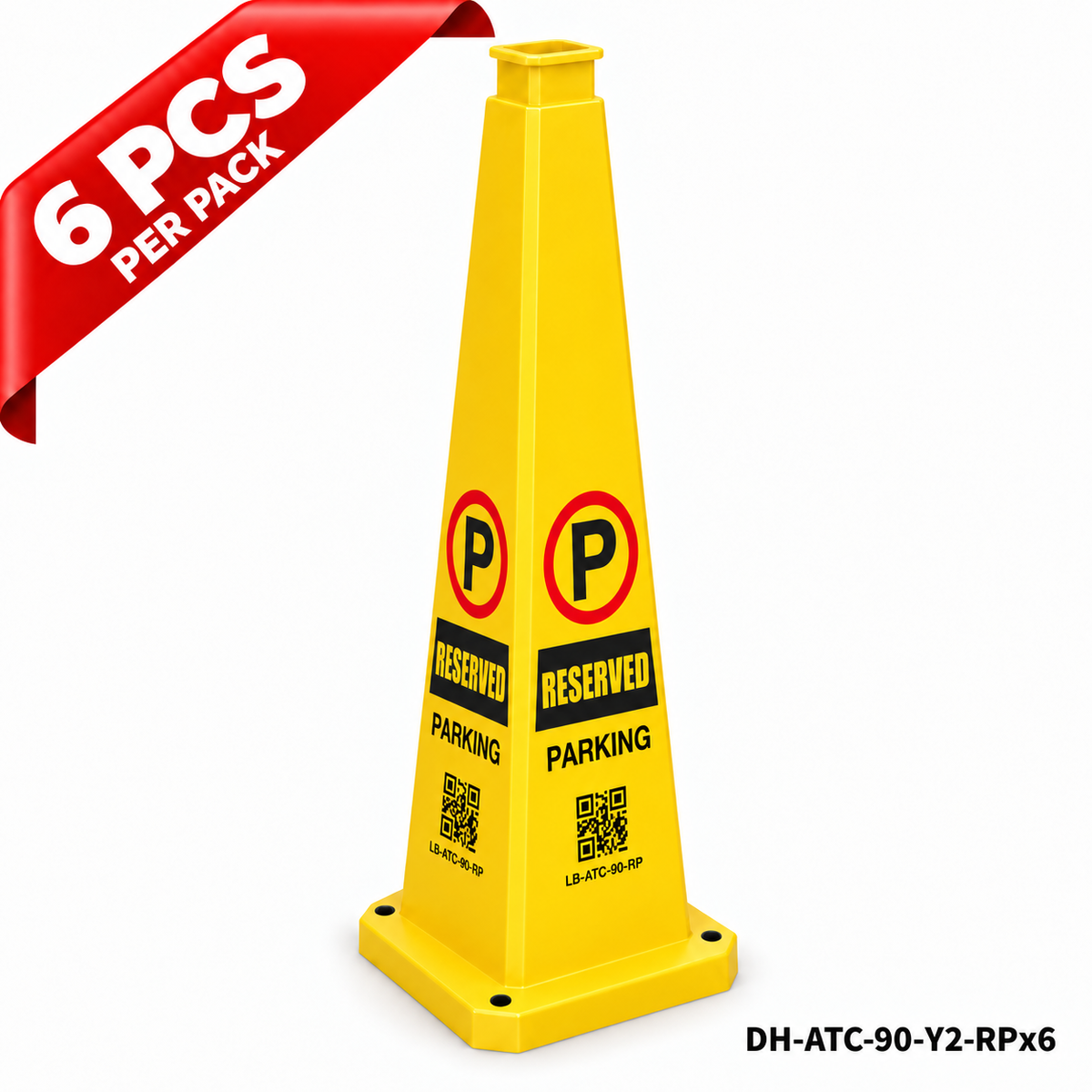 36Inch Yellow RESERVED PARKING Safety Caution Cone - 6PCS