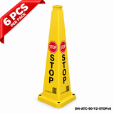 36Inch Yellow STOP Safety Caution Cone - 6PCS