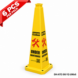 36Inch Yellow UNDER MAINTENANCE Safety Caution Cone - 6PCS