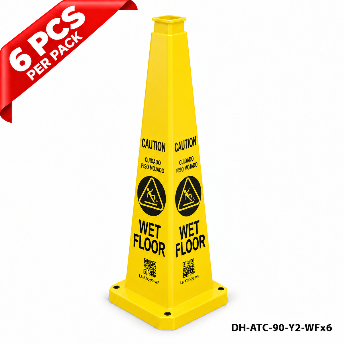 36Inch Yellow WET FLOOR Safety Caution Cone - 6PCS
