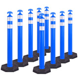 9PCS T-Top Delineator Post with Rubber /Water Filled Base , 4+4Inch ASTM Type IV Reflective Tape