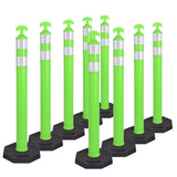 9PCS T-Top Delineator Post with Rubber /Water Filled Base , 4+4Inch ASTM Type IV Reflective Tape