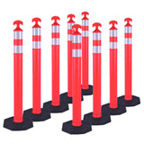 9PCS T-Top Delineator Post with Rubber /Water Filled Base , 4+4Inch ASTM Type IV Reflective Tape