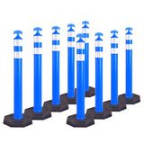 9PCS T-Top Delineator Post with Rubber /Water Filled Base , 4+4Inch ASTM Type IV Reflective Tape