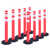 9PCS T-Top Delineator Post with Rubber /Water Filled Base , 4+4Inch ASTM Type IV Reflective Tape
