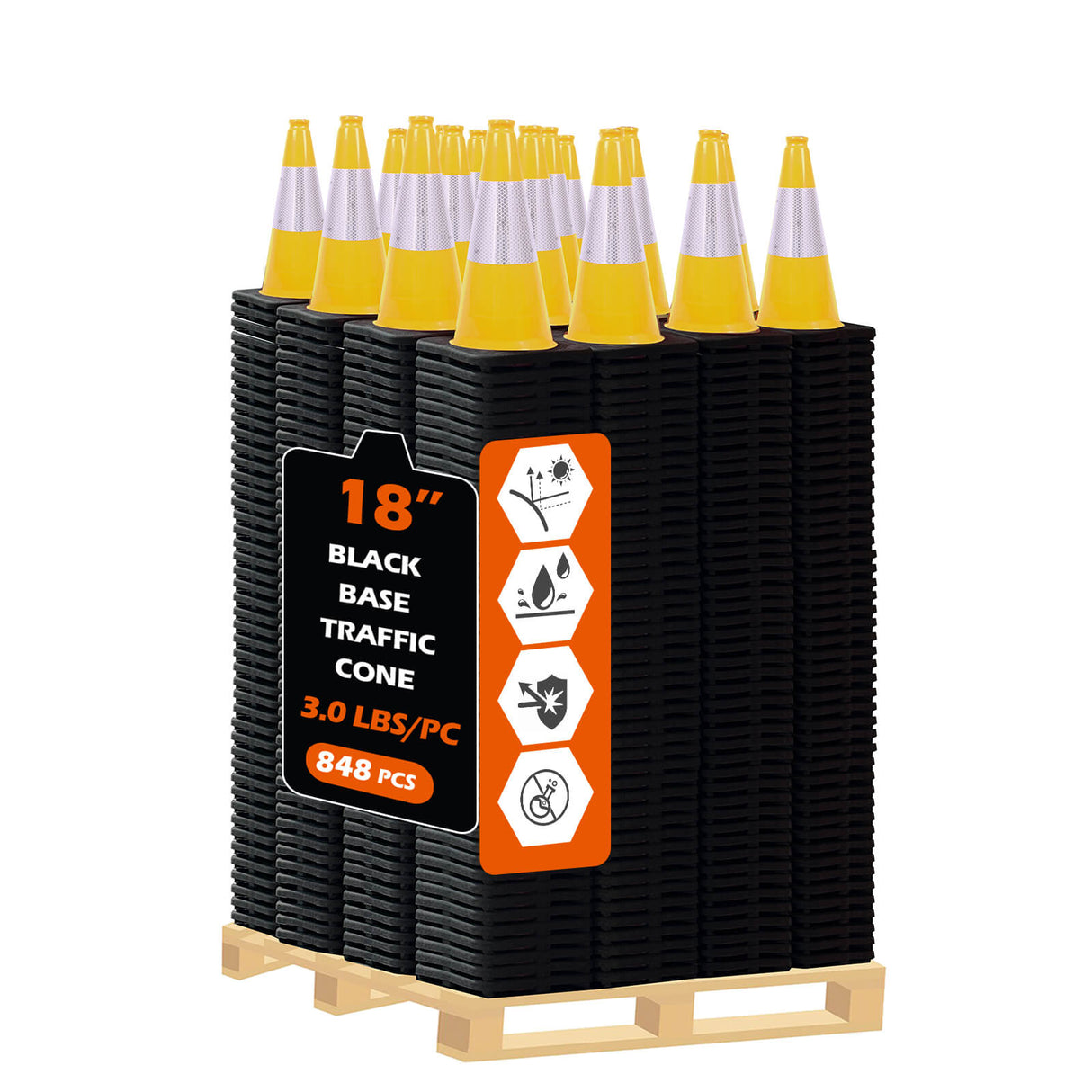 Light Weight Black Base Economy Traffic Cones