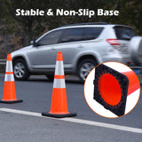 Heavy-Duty Traffic Cones 12/18/28/36 Inch, PVC Safety Cone with Reflective Stripe