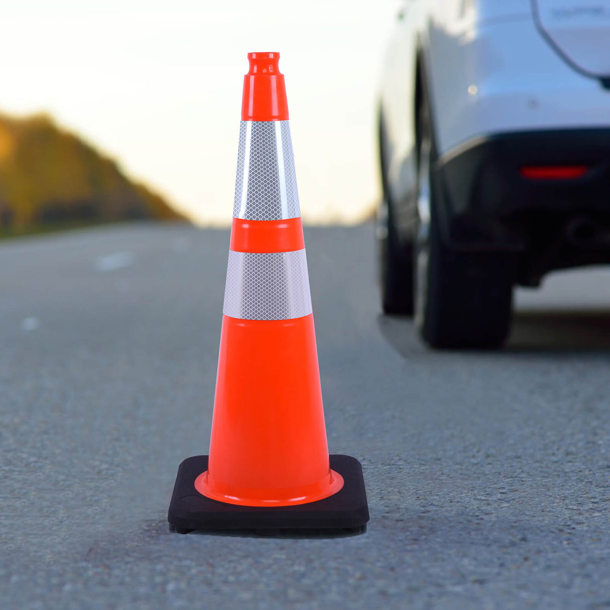 Heavy-Duty Traffic Cones 12/18/28/36 Inch, PVC Safety Cone with Reflective Stripe