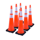 Heavy-Duty Traffic Cones 12/18/28/36 Inch, PVC Safety Cone with Reflective Stripe