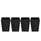 Set of four black 16-inch square planters