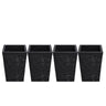 Set of four black 16-inch square planters
