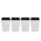 Set of four white 16-inch square planters