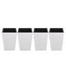 Set of four white 16-inch square planters