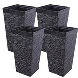 Set of four black 22-inch tall square planters