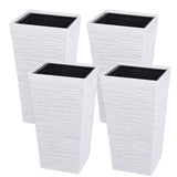 Set of four white 22-inch tall square planters