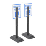 Two 39-inch portable parking sign holders with heavy rubber bases