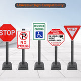 Portable sign holder displaying compatible parking and traffic sign shapes