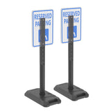 Two portable parking sign holders with water-filled bases