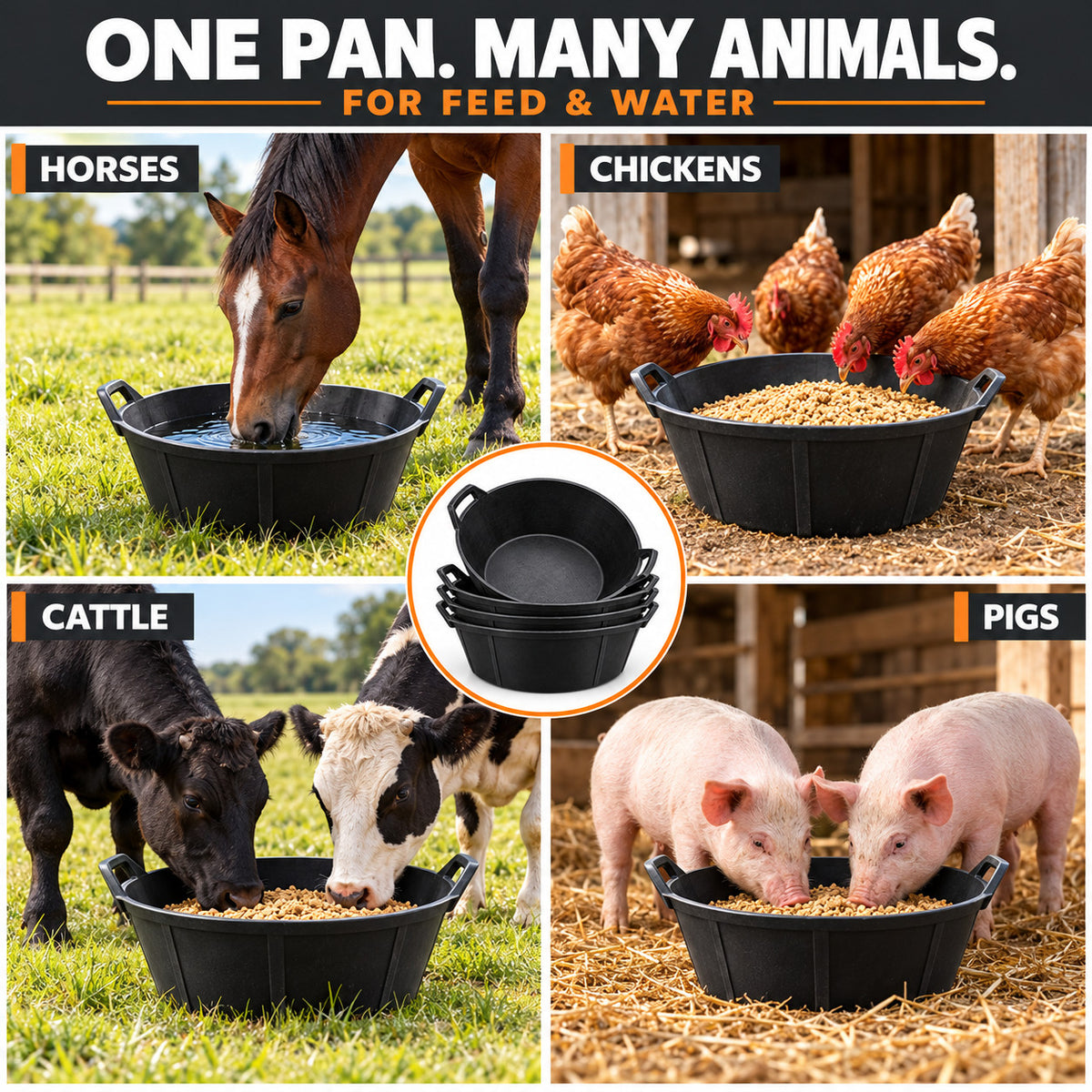 3 Gallon Rubber Feed Pan - 6