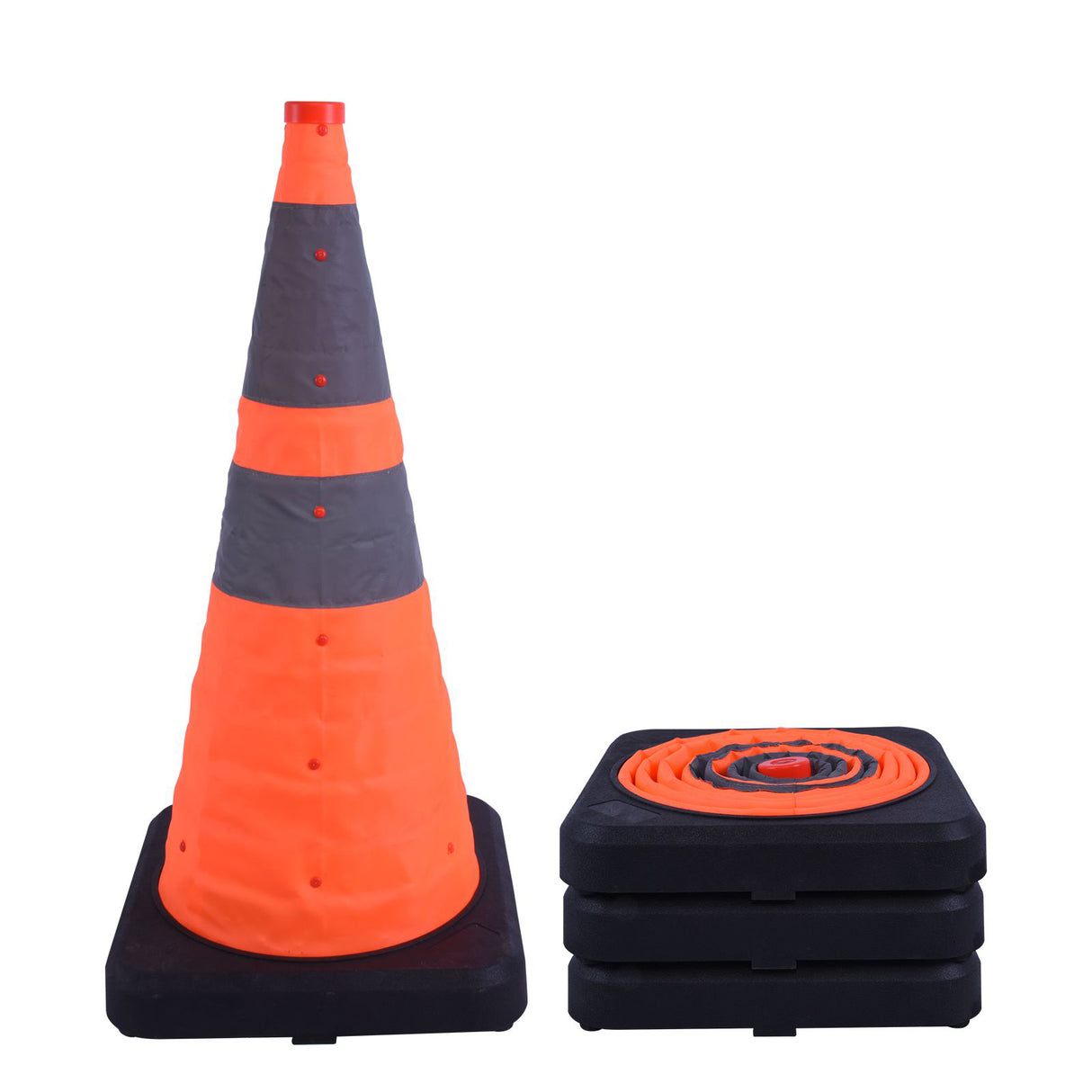 【4PCS】28“ inch Black Base Collapsible Cone with CNSS High Reflectivity Oxford Cloth