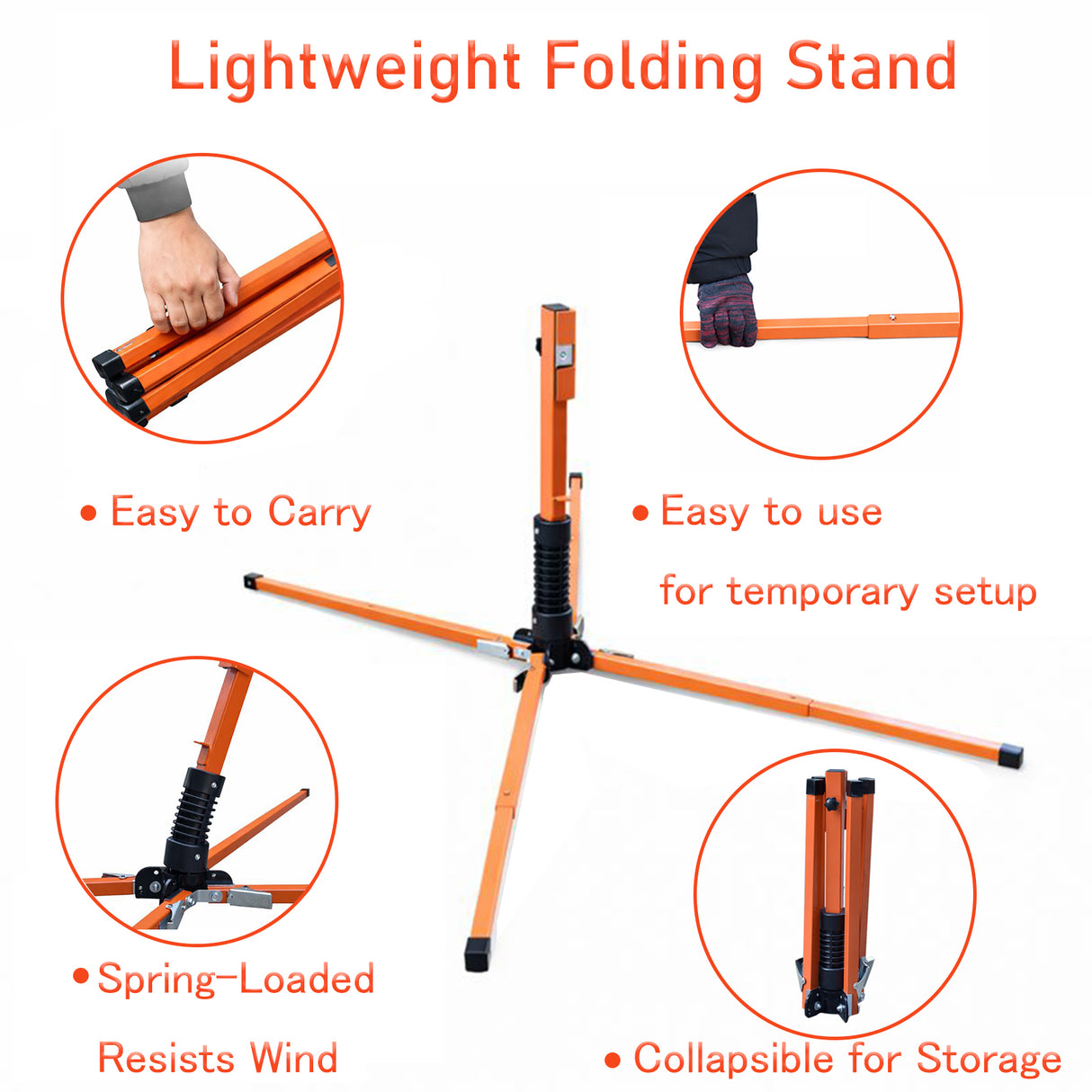 Portable Roll-Up Sign Stand with TPU Spring System | Adjustable Height & Easy Setup | Durable & Stable for Roadwork, Construction Zones, and Traffic Control