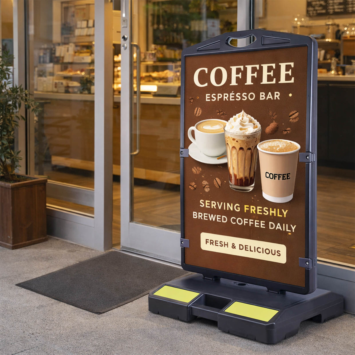 Wind-Resistant Sign Board with Water Filled Base