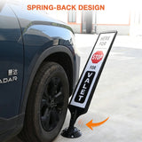 Spring-back parking sign stand flexing after incidental vehicle contact