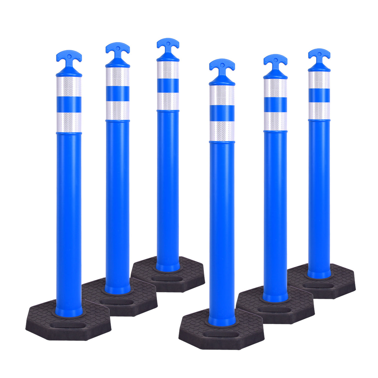 6PCS T-Top Delineator Post with Rubber /Water Filled Base - mounted installation