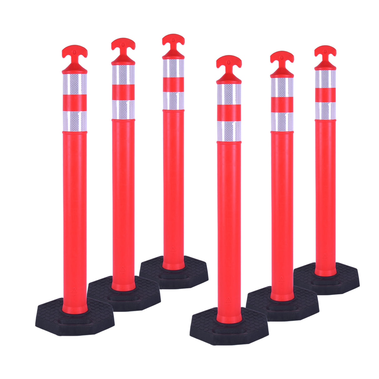 6PCS T-Top Delineator Post with Rubber /Water Filled Base - front view