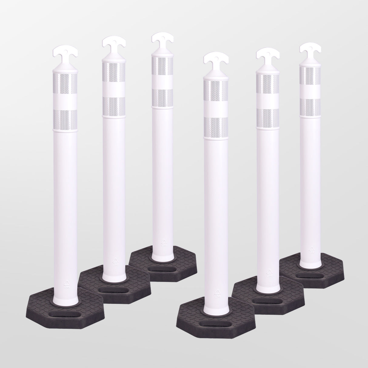 6PCS T-Top Delineator Post with Rubber /Water Filled Base - full setup