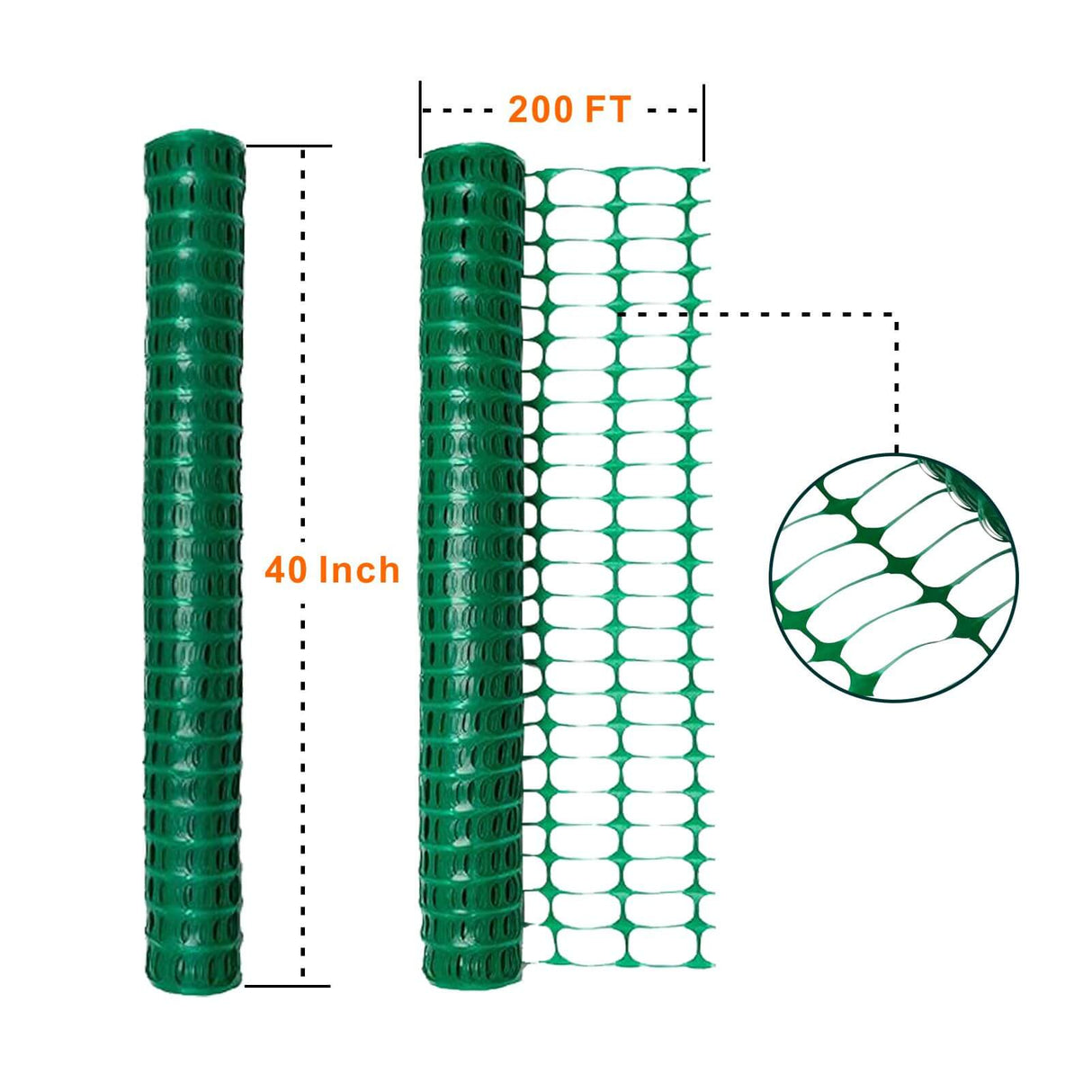 Mesh Fence with Stakes and Zip Ties 40lnchx200Ft